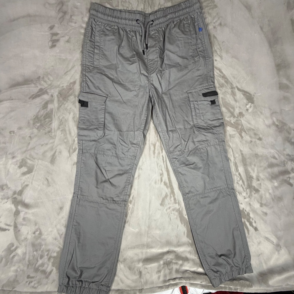 Sonneti London Mens Grey Cargo Jogger Pants Elastic Waist XL